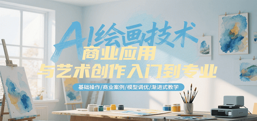 AI绘画技术商业应用与艺术创作入门到专业，基础操作/商业案例/模型调优/渐进式教学-迦哆网创社
