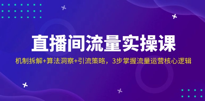 直播间流量实操课：机制拆解+算法洞察+引流策略，3步掌握流量运营核心逻辑-迦哆网创社