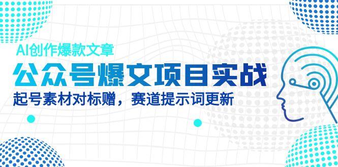 公众号爆文项目实战，AI创作爆款文章，起号素材对标赠(附赛道AI提示词-迦哆网创社