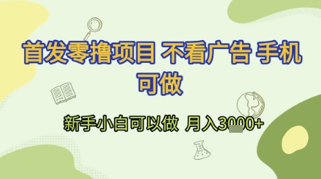 首发零撸项目 不看广告 手机可做 新手小白可以做  月入3k+【揭秘】-迦哆网创社