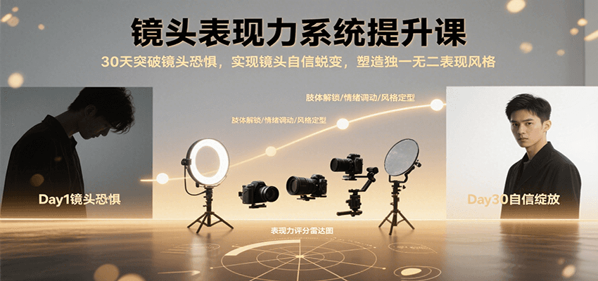 镜头表现力系统提升课，30天突破镜头恐惧实现自信蜕变，塑造独一无二表现风格-迦哆网创社