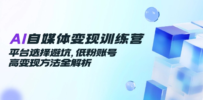 AI自媒体变现训练营，平台选择避坑，低粉账号高变现方法全解析-迦哆网创社