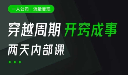 一人公司：流量变现课，一人公司的方法模型拆解， 拆解富人思维，流量思维，小老板思维等-迦哆网创社