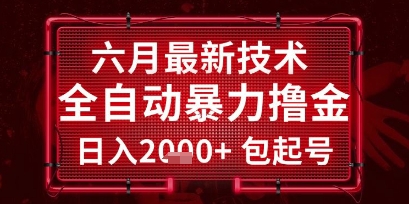 六月最新技术全自动暴力撸金，稳定日入2k+包起号，长期稳定【揭秘】-迦哆网创社