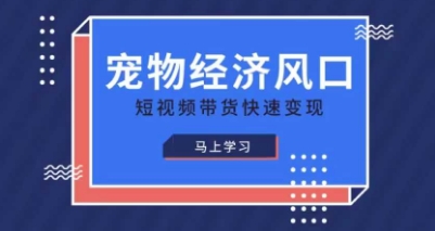 宠物赛道快速变现精品课，宠物经济风口，短视频带货快速变现-迦哆网创社