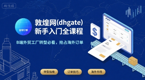 敦煌网(dhgate)新手入门全课程，B端外贸工厂转型必看，抢占海外订单-迦哆网创社