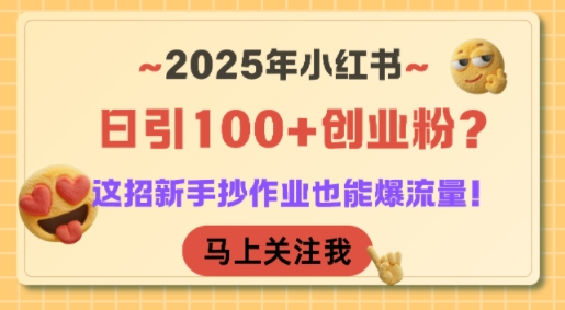2025年小红书日引100+创业粉？这招新手抄作业也能爆流量！-迦哆网创社