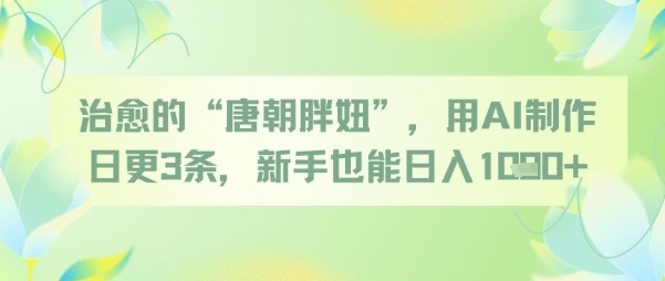 治愈的“唐朝胖妞”，用AI制作日更3条，新手也能日入多张-迦哆网创社