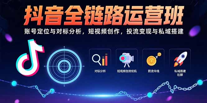 抖音全链路运营班：账号定位与对标分析，短视频创作，投流变现与私域搭建-迦哆网创社