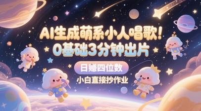 AI生成萌系小人唱歌，0基础3分钟出片，28个作品涨粉8.9W，单条最高19W赞，日入四位数，小白直接抄作业-迦哆网创社