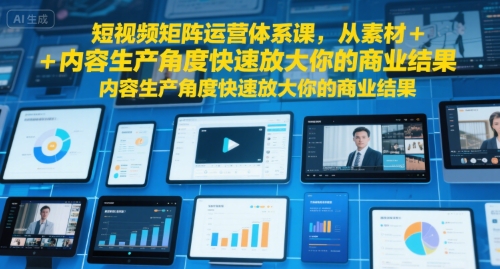 短视频矩阵运营体系课，从素材+内容生产角度快速放大你的商业结果-迦哆网创社