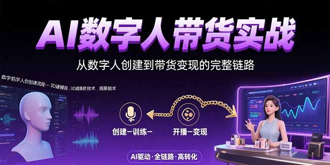 AI数字人+带货实战：从数字人创建到带货变现的完整链路-迦哆网创社
