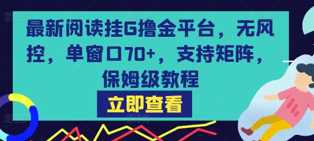 最新阅读挂G撸金平台，无风控，单窗口70+，支持矩阵，保姆级教程【揭秘】-迦哆网创社