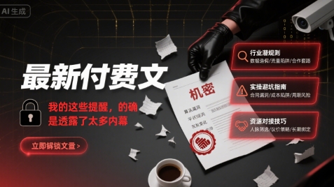 最新付费文：我的这些提醒，的确是透露了太多内幕-迦哆网创社