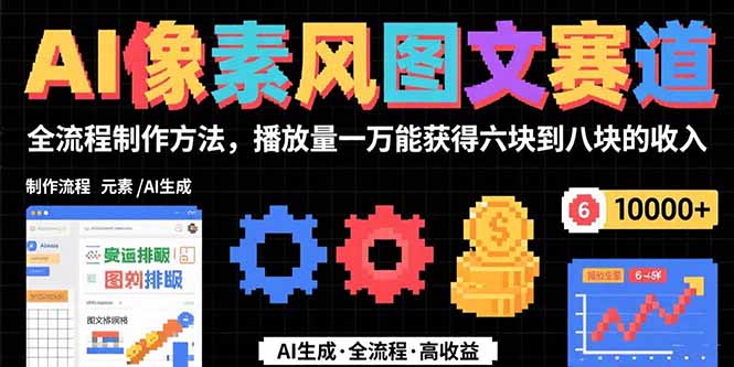 AI像素风图文赛道：全流程制作方法，播放量一万能获得6块到8块的收入-迦哆网创社
