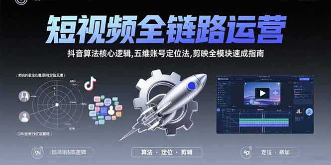 短视频全链路运营：抖音算法核心逻辑,五维账号定位法,剪映全模块速成指南-迦哆网创社