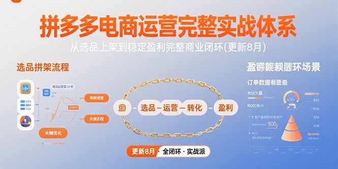 拼多多电商运营完整实战体系，从选品上架到稳定盈利完整商业闭环(更新8月-迦哆网创社