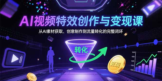 AI视频特效创作与变现课：从AI素材获取、创意制作到流量转化的完整闭环-迦哆网创社