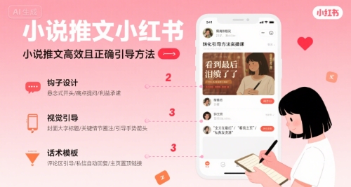 小说推文小红书高转化引导方法实操课，小说推文高效且正确引导方法-迦哆网创社