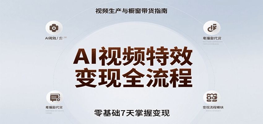 AI视频特效变现全流程，零基础7天掌握视频生产到橱窗带货变现-迦哆网创社