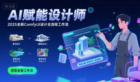 AI赋能设计师， 2025全新comfyui设计全流程工作流 ，室内-建筑-景观-美术，零基础直接上手-迦哆网创社