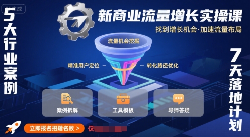 新商业流量增长实操课，找到增长机会，加速流量布局-迦哆网创社