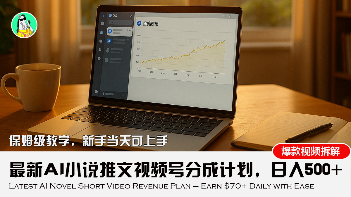 最新AI小说推文视频号分成计划，新手小白也能当天日入500+教程-迦哆网创社