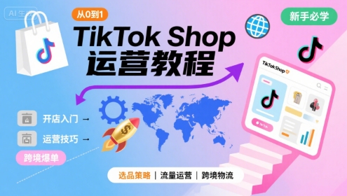 TikTok Shop从0到1运营教程，TikTok跨境电商新手必学课程-迦哆网创社