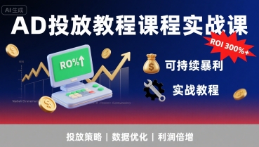 AD投放教程课程实战课，实现广告ROI300%+可持续暴利-迦哆网创社