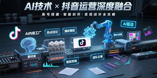 AI技术与抖音运营的深度融合应用：涵盖账号搭建、内容创作、收益变现等-迦哆网创社
