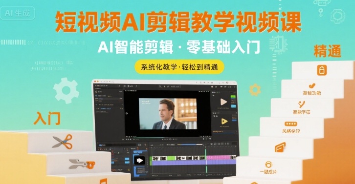 短视频AI剪辑教学视频课，入门到精通-迦哆网创社