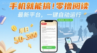 手机就能搞！零撸阅读挂G，最新平台，一键自动运行，随时随地挣，单日50-3张+【揭秘】-迦哆网创社