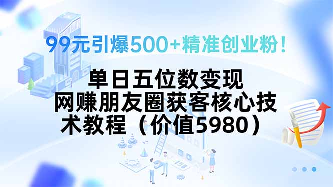 99元引爆500+精准创业粉！单日五位数变现，网赚朋友圈获客核心技术教程…-迦哆网创社