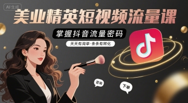 美业精英短视频流量课，掌握抖音流量密码，天天有询单，条条有转化-迦哆网创社