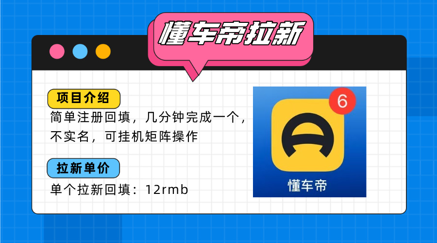 懂车帝邪修拉新玩法，简单注册回填，不sm，单个拉新12rmb，轻松日入200+-迦哆网创社
