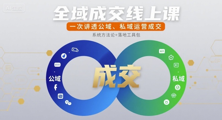 全域成交线上课，一次讲透公域、私域运营成交-迦哆网创社