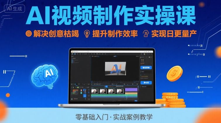Ai视频制作实操课，解决创意枯竭、效率低下痛点，实现日更量产可持续变现-迦哆网创社