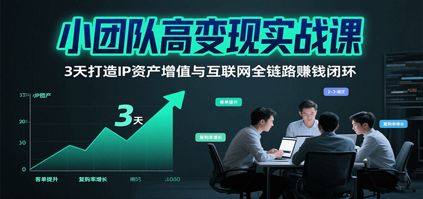小团队高变现实战课，3天打造IP资产增值与互联网全链路赚钱闭环(第二期)-迦哆网创社