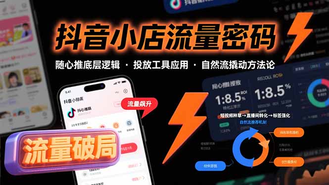 抖音小店流量密码，随心推底层逻辑，投放工具应用，自然流撬动核心方法论-迦哆网创社