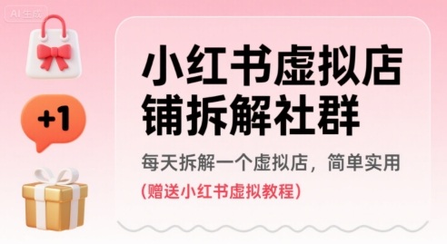 小红书虚拟店铺拆解社群，每天拆解一个虚拟店，简单实用(赠送小红书虚拟教程)-迦哆网创社