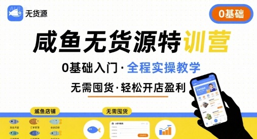 无货源特训营，0基础带你玩转咸鱼无货源-迦哆网创社