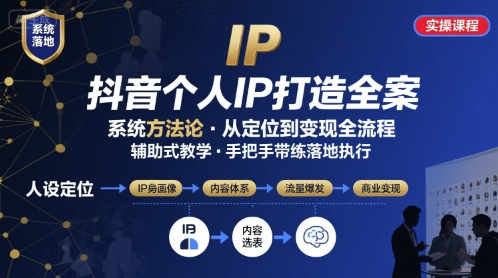 抖音个人IP系统落地实操大课，实操课程，辅助落地-迦哆网创社