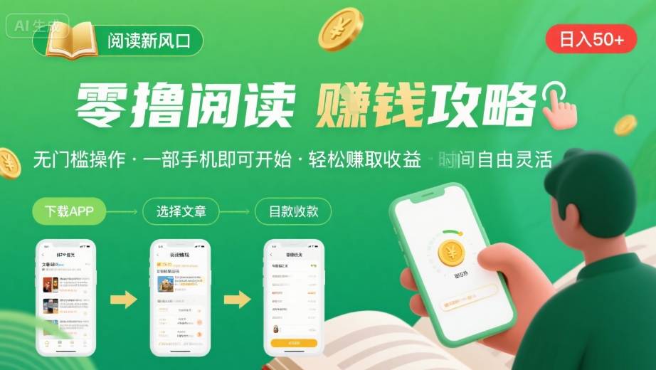 零撸阅读新风口，无门槛轻松挣，一部手机，日入 50-3张【揭秘】-迦哆网创社