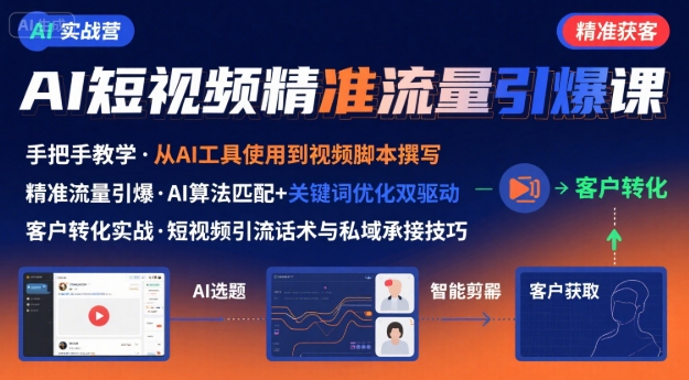 AI+短视频引爆精准客户实战营，手把手教你引爆Ai短视频精准流量-迦哆网创社