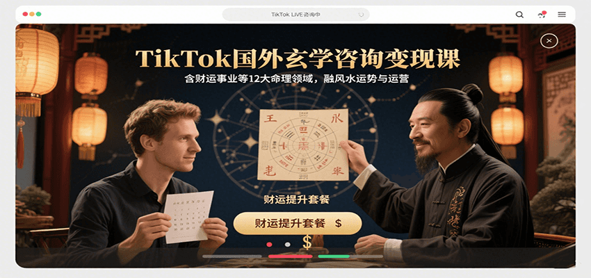 TikTok国外玄学咨询变现课，含财运事业等12大命理领域，融风水运势与运营-迦哆网创社