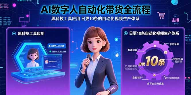 AI数字人自动化带货全流程：黑科技工具应用 日更10条的自动化视频生产体系-迦哆网创社