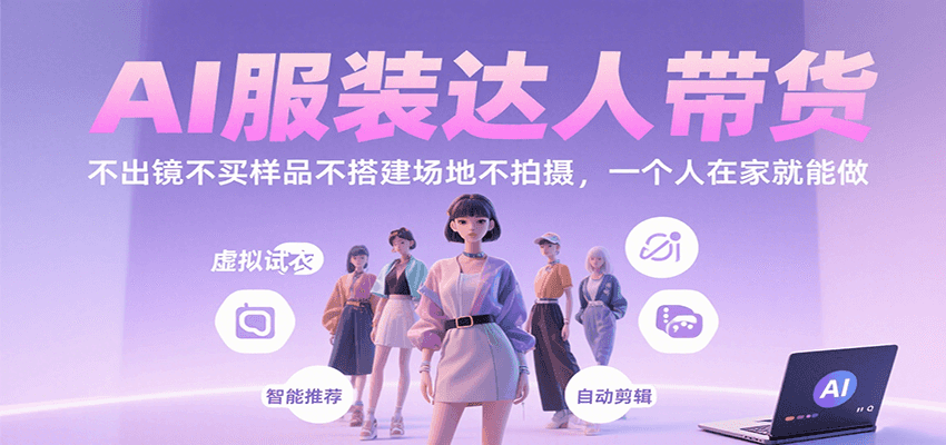 AI服装达人带货，不出镜不买样品不搭建场地不拍摄，一个人在家就能做-迦哆网创社