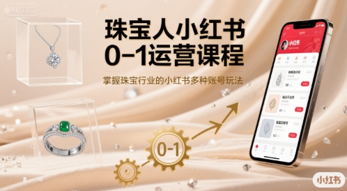 珠宝人小红书0-1运营课程，掌握珠宝行业的小红书多种账号玩法-迦哆网创社
