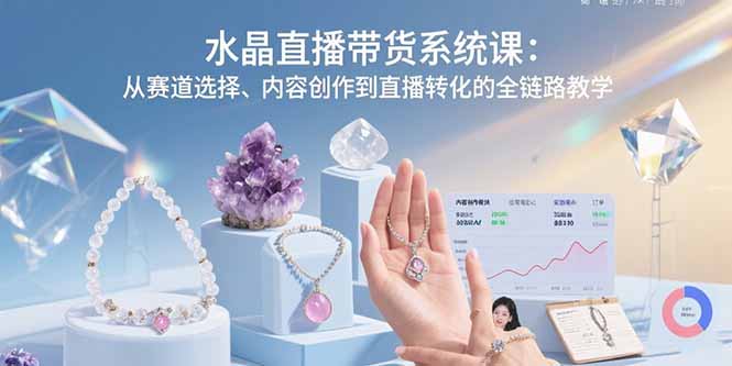 水晶直播带货系统课：从赛道选择、内容创作到直播转化的全链路教学-迦哆网创社