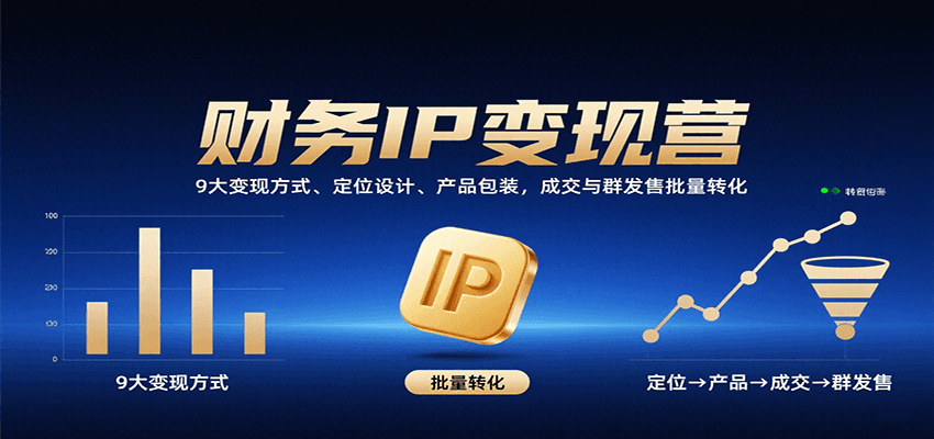 财务IP变现营：9大变现方式、定位设计、产品包装，成交与群发售批量转化-迦哆网创社
